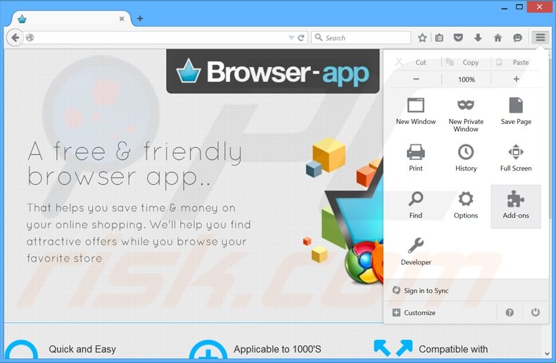 Removing BrowsrApVs ads from Mozilla Firefox step 1