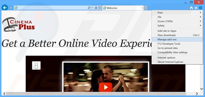 Removing Cinem Plus ads from Internet Explorer step 1