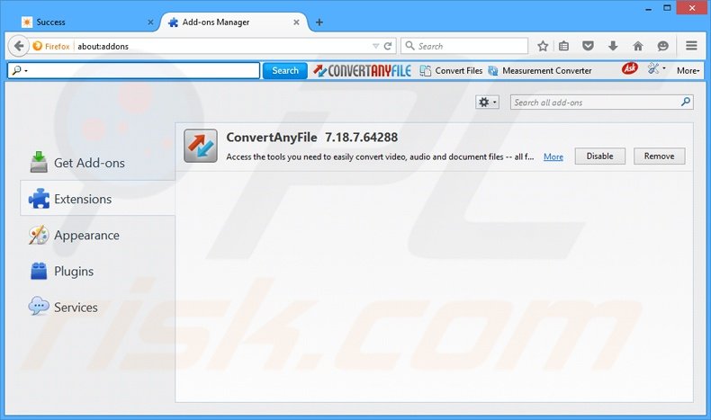 Removing ConvertAnyFile related Mozilla Firefox extensions