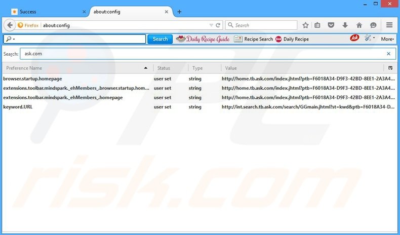 Removing DailyRecipeGuide from Mozilla Firefox default search engine