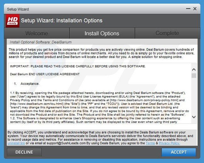 dealbarium adware installer