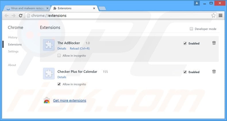 Removing DealGrabbers ads from Google Chrome step 2