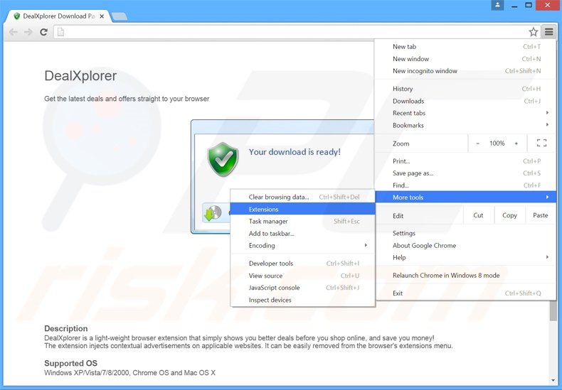 Removing DealXplorer  ads from Google Chrome step 1