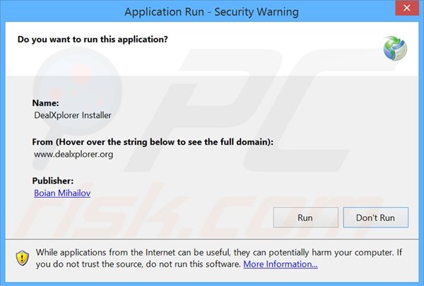 Official DealXplorer adware installation setup