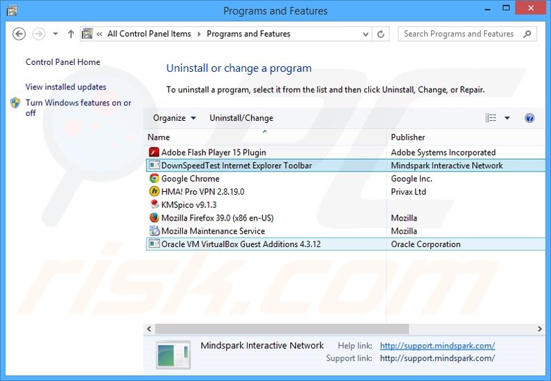 DownSpeedTest browser hijacker uninstall via Control Panel