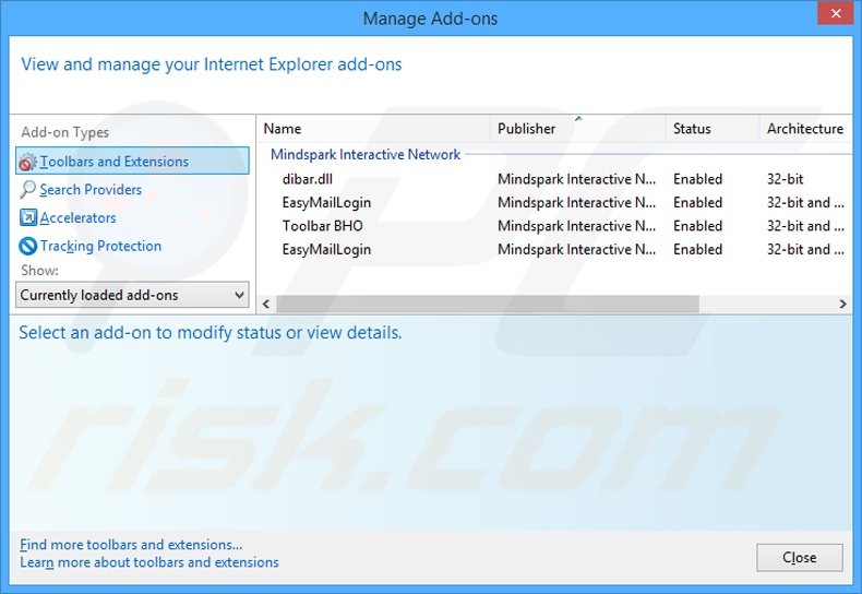 Removing EasyMailLogin related Internet Explorer extensions