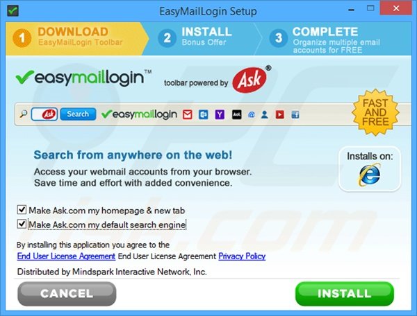 Official EasyMailLogin browser hijacker installation setup