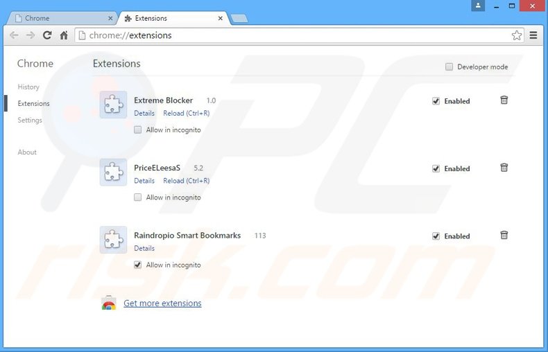 Removing Extreme Blocker ads from Google Chrome step 2