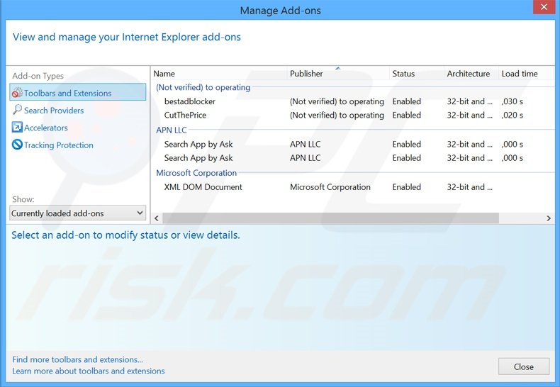 Removing FastPlayer ads from Internet Explorer step 2