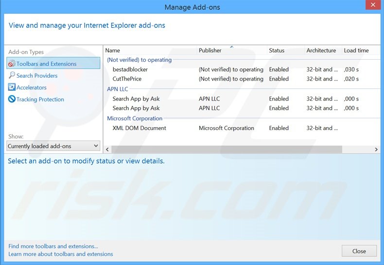 Removing FastPlayer ads from Internet Explorer step 2