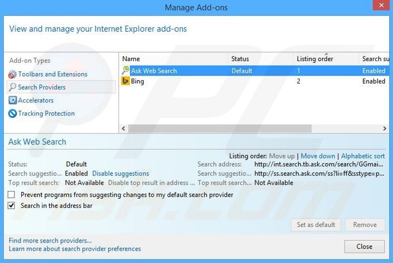Removing File Send Suite from Internet Explorer default search engine
