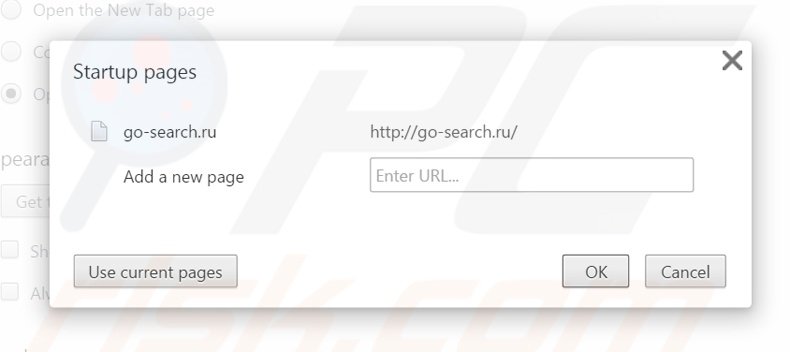 Removing go-search.ru from Google Chrome homepage