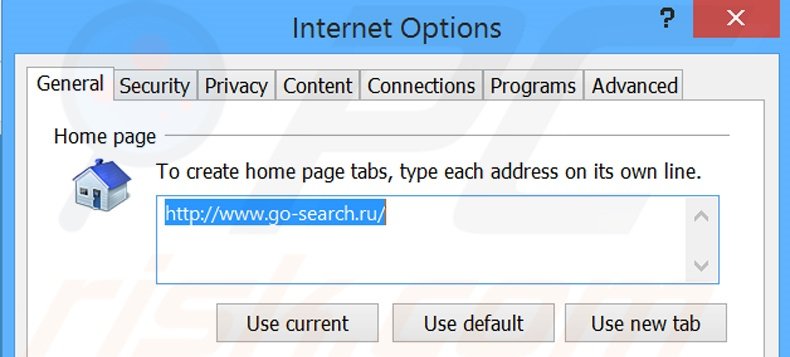 Removing go-search.ru from Internet Explorer homepage