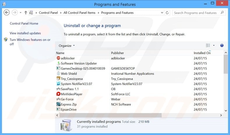 go-search.ru browser hijacker uninstall via Control Panel