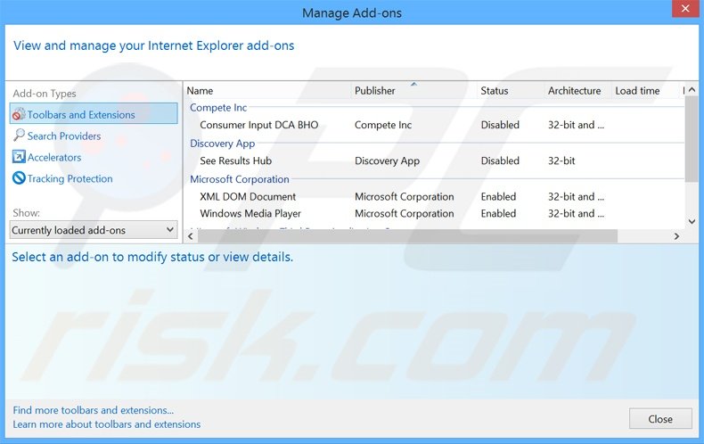 Removing Happy Cloud ads from Internet Explorer step 2