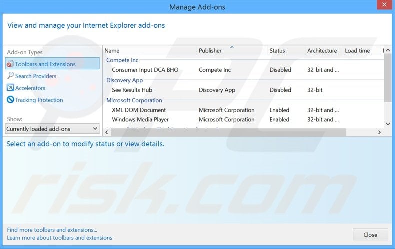 Removing Happy Cloud ads from Internet Explorer step 2