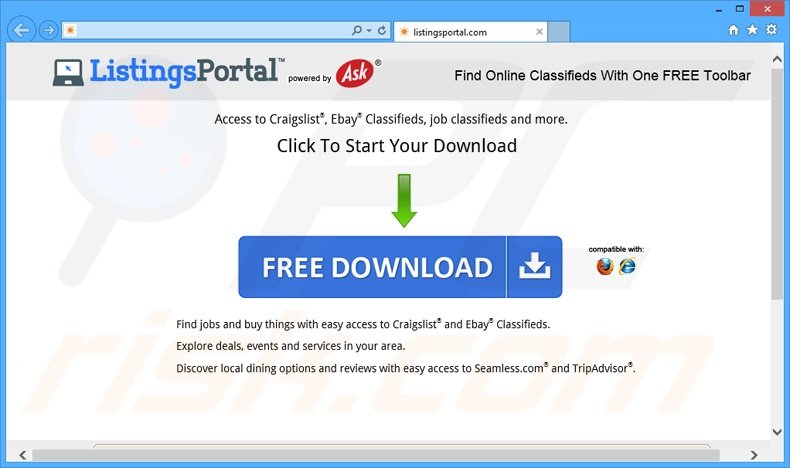 ListingsPortal browser hijacker