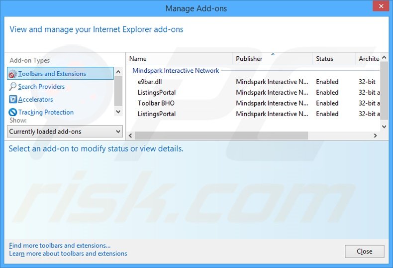 Removing ListingsPortal related Internet Explorer extensions