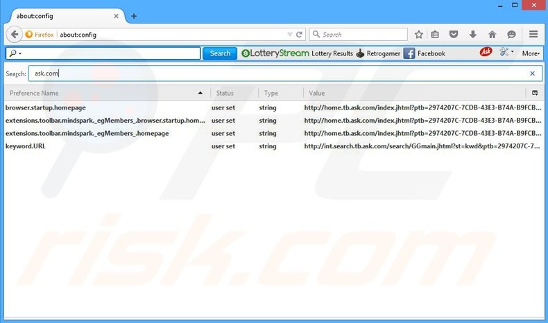 Removing LotteryStream from Mozilla Firefox default search engine