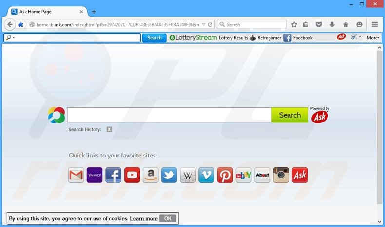 LotteryStream browser hijacker