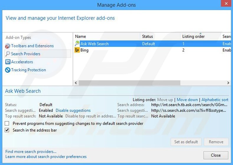 Removing LotteryStream from Internet Explorer default search engine