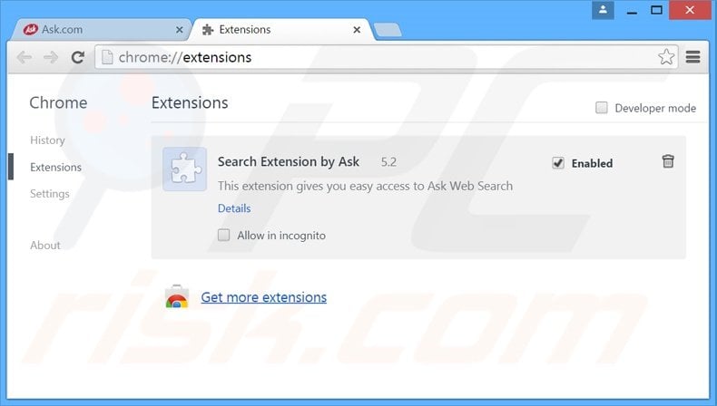 Removing Media Search App by Ask related Google Chrome extensions