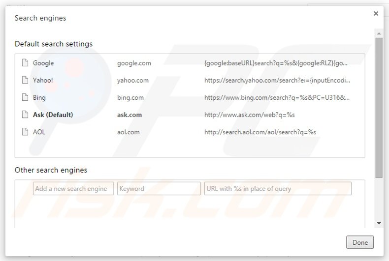 Removing MetroHotspot from Google Chrome default search engine