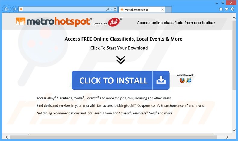 MetroHotspot browser hijacker