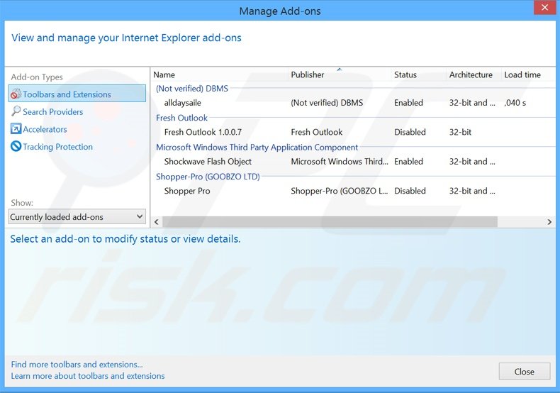Removing MyAppsCloud ads from Internet Explorer step 2