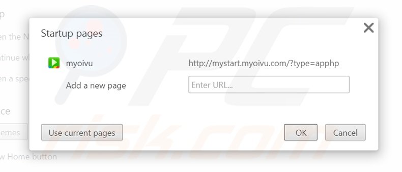 Removing mystart.myoivu.com from Google Chrome homepage