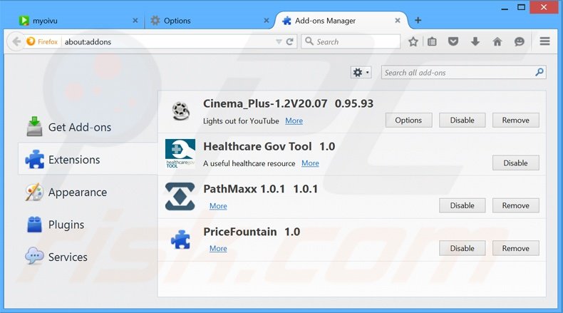 Removing mystart.myoivu.com related Mozilla Firefox extensions
