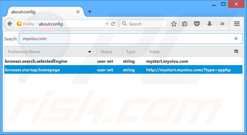 Removing mystart.myoivu.com from Mozilla Firefox default search engine