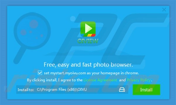 Official OIVU browser hijacker installation setup