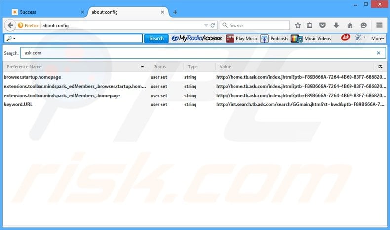 Removing MyRadioAccess from Mozilla Firefox default search engine