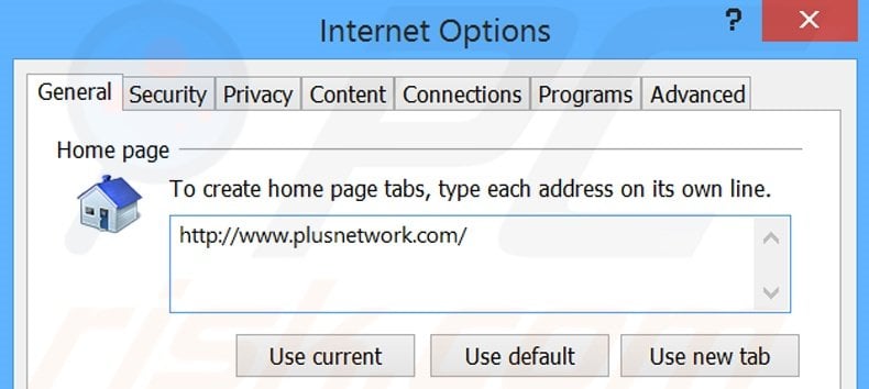 Removing plusnetwork.com from Internet Explorer homepage