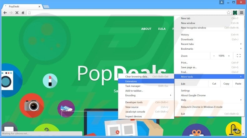 Removing PopDeals  ads from Google Chrome step 1