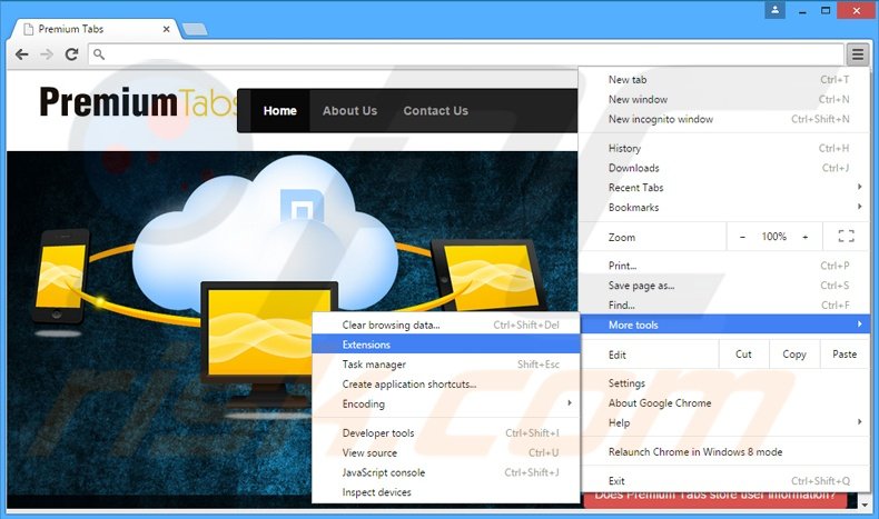 Removing Premium Tabs  ads from Google Chrome step 1