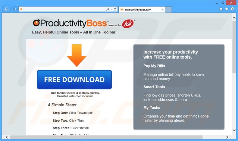 ProductivityBoss browser hijacker