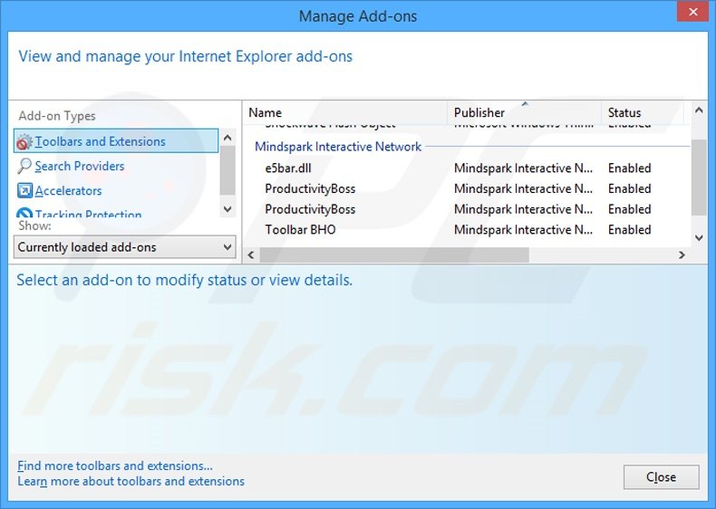 Removing ProductivityBoss related Internet Explorer extensions