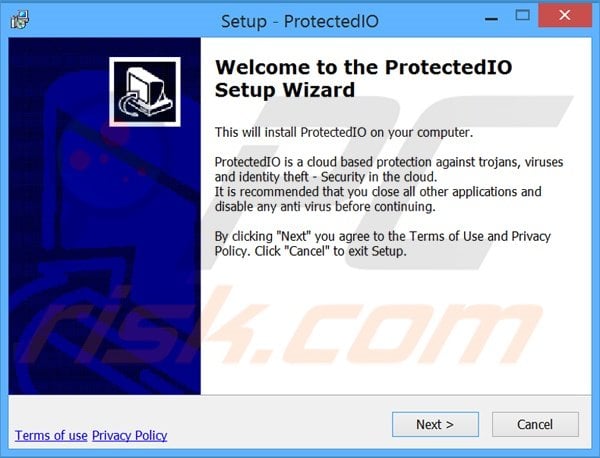 Official ProtectedIO browser hijacker installation setup