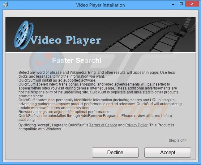 quicksurf adware installer