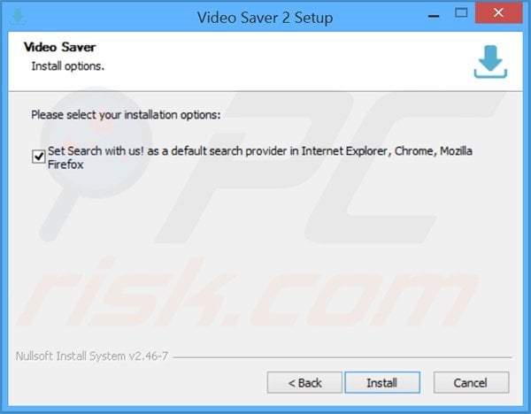 Video Saver installer setup distributing search.com browser hijacker