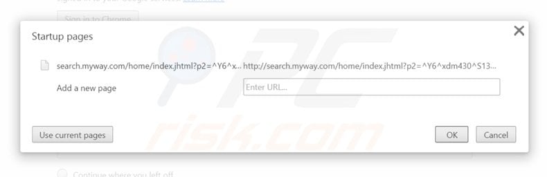 Removing search.myway.com from Google Chrome homepage