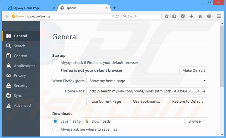 Removing search.myway.com from Mozilla Firefox homepage