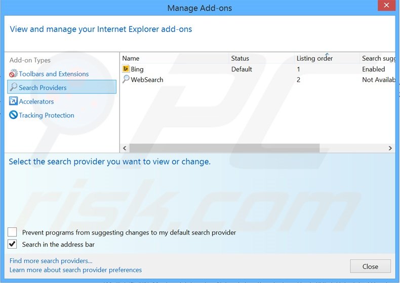 Removing search.myway.com from Internet Explorer default search engine
