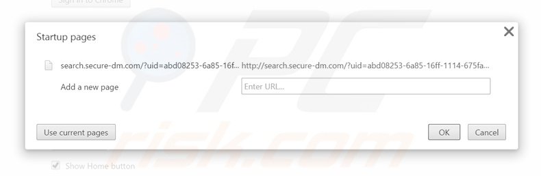 Removing search.secure-dm.com from Google Chrome homepage