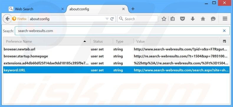 Removing search-webresults.com from Mozilla Firefox default search engine