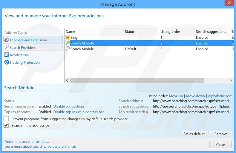 Removing search-webresults.com from Internet Explorer default search engine