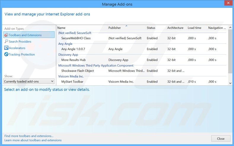 Removing SnapSearch ads from Internet Explorer step 2