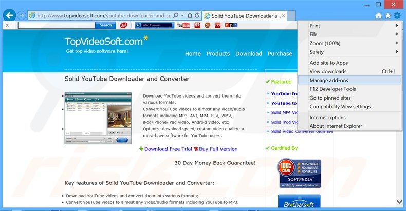 Removing Solid YouTube Downloader and Converter ads from Internet Explorer step 1
